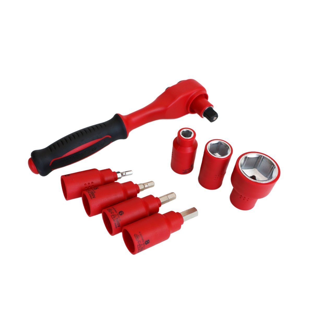 1/2" DR. 1000V Insulated Socket Set 20PCS, Long Hex Bit Sockets